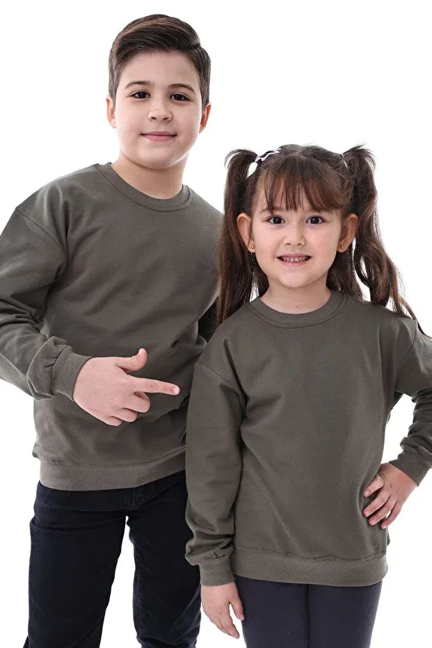 Детский комплект свитшотов с принтом 2-Piece Basic Children's Raised Sweatshirt Zuzunga, Khaki-Brown — фото 2