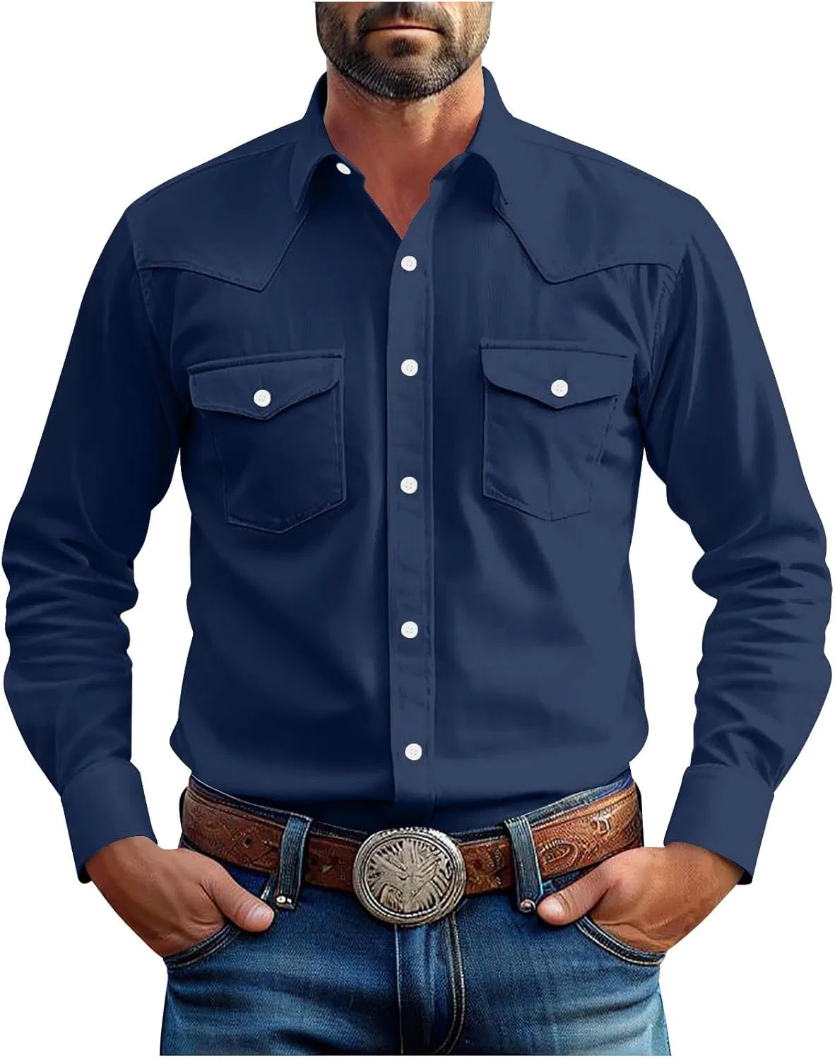 Мужская рубашка с длинным рукавом Color Block, Navy