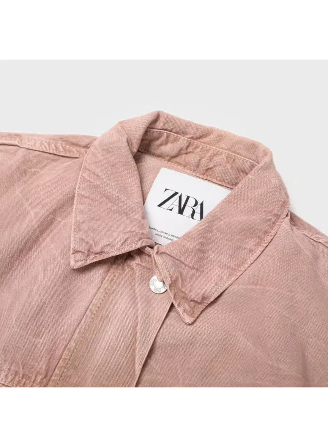 Куртка карго с множеством карманов Zara, сливовый — фото 4