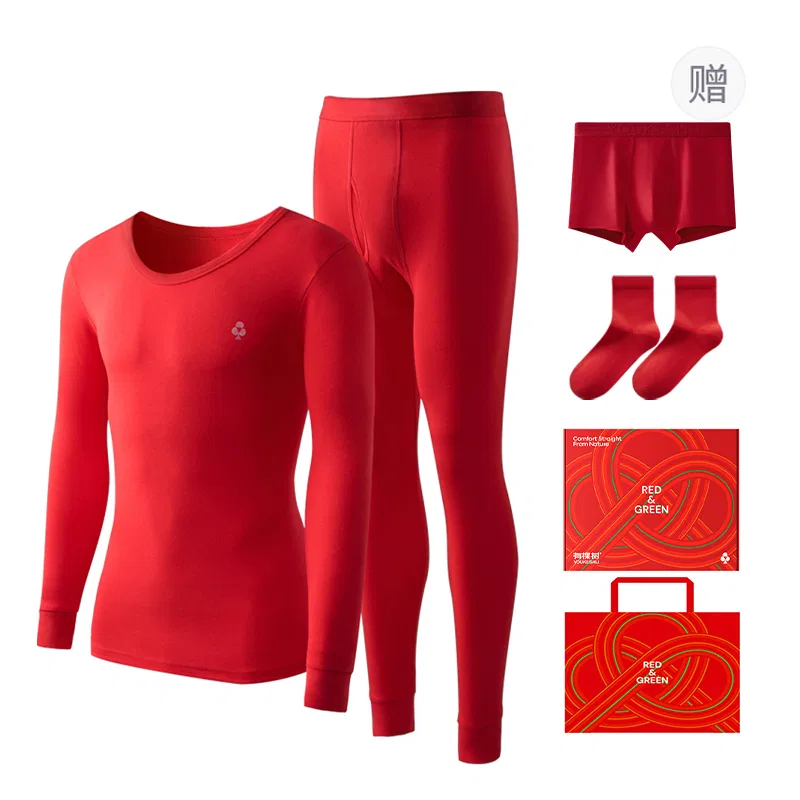 Детский комплект термобелья Unisex Box с красной сумкой, Red Women's Crew Neck, YOUKESHU — фото 4