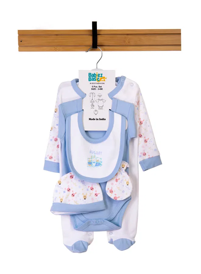Комплект из 5 предметов для малышей с принтом Hug Day Babies Basic, голубой
