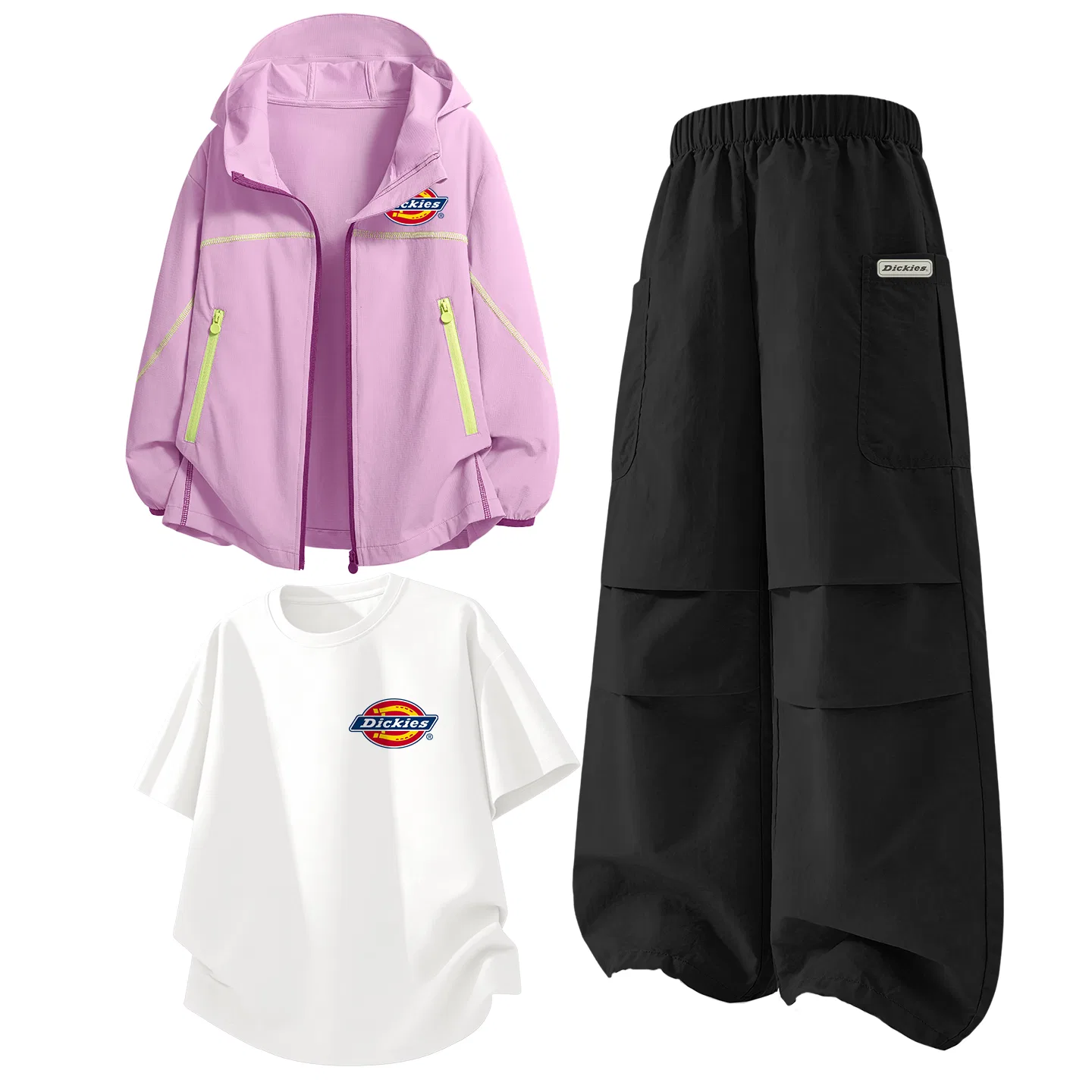 Детский комплект из 3 предметов с принтом Dickies, Silicone with Logo K Purple+Long Hook-and-Loop K Black+Logo K White
