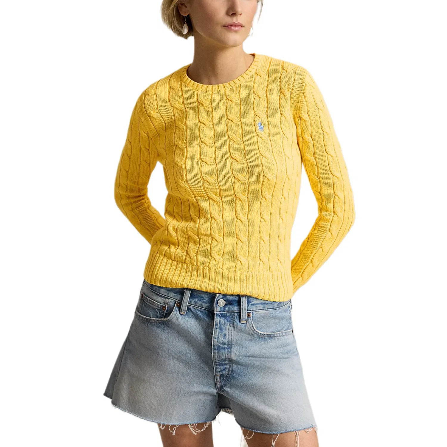 Женский вязаный свитер Slim Fit Polo Ralph Lauren, Yellow — фото 3