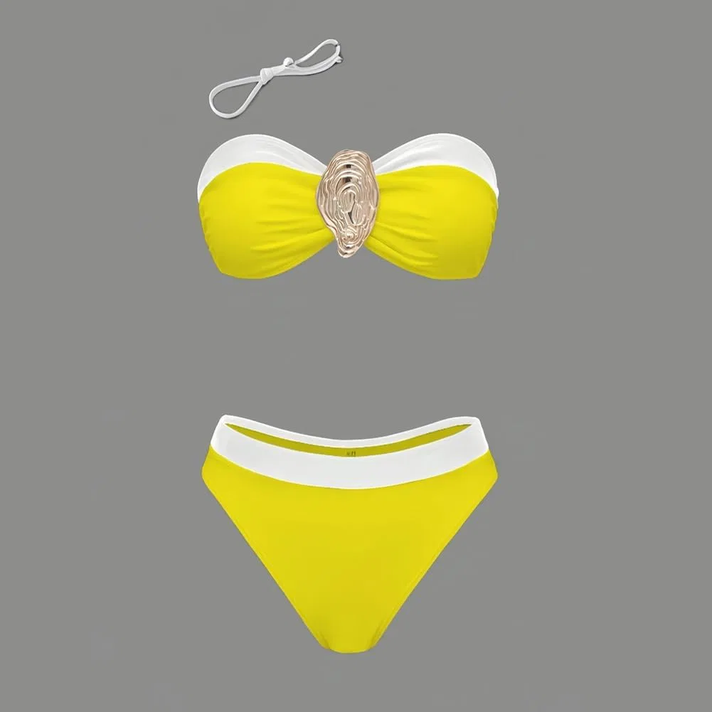 Женский бикини-комплект с парео 3 предмета Yellow — фото 4