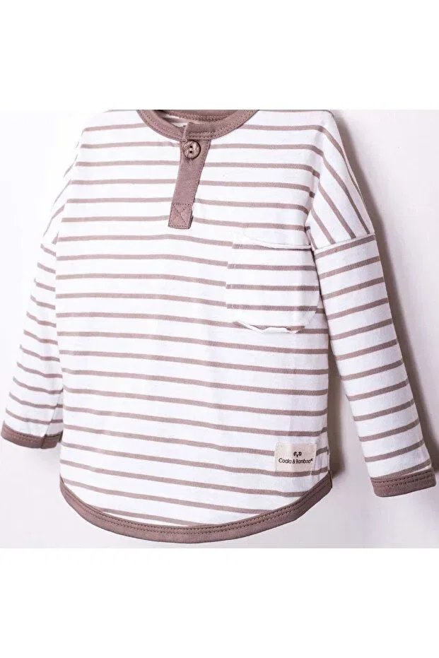 Детские свитшот с длинным рукавом Coco & Bamboo, Cream Brown Striped