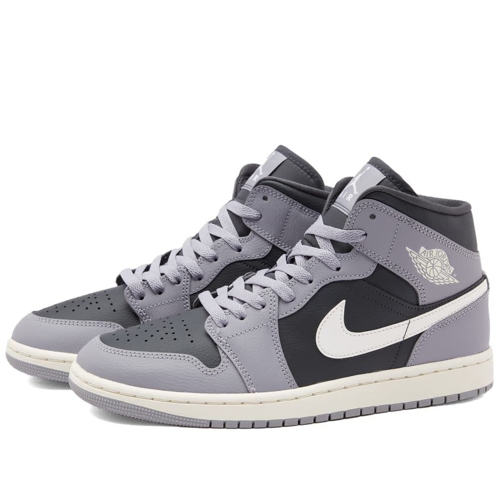 Кроссовки Nike Air Jordan 1 Mid, серый/черный/белый