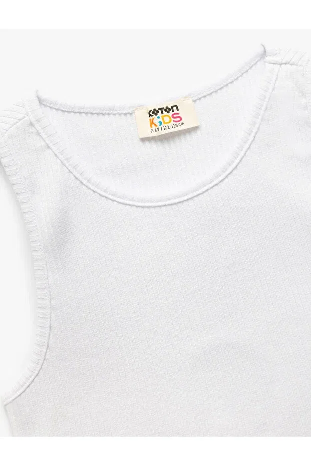 Детский топ для девочек хлопковый Camisole Basic Crop Tank Top Koton, White — фото 3