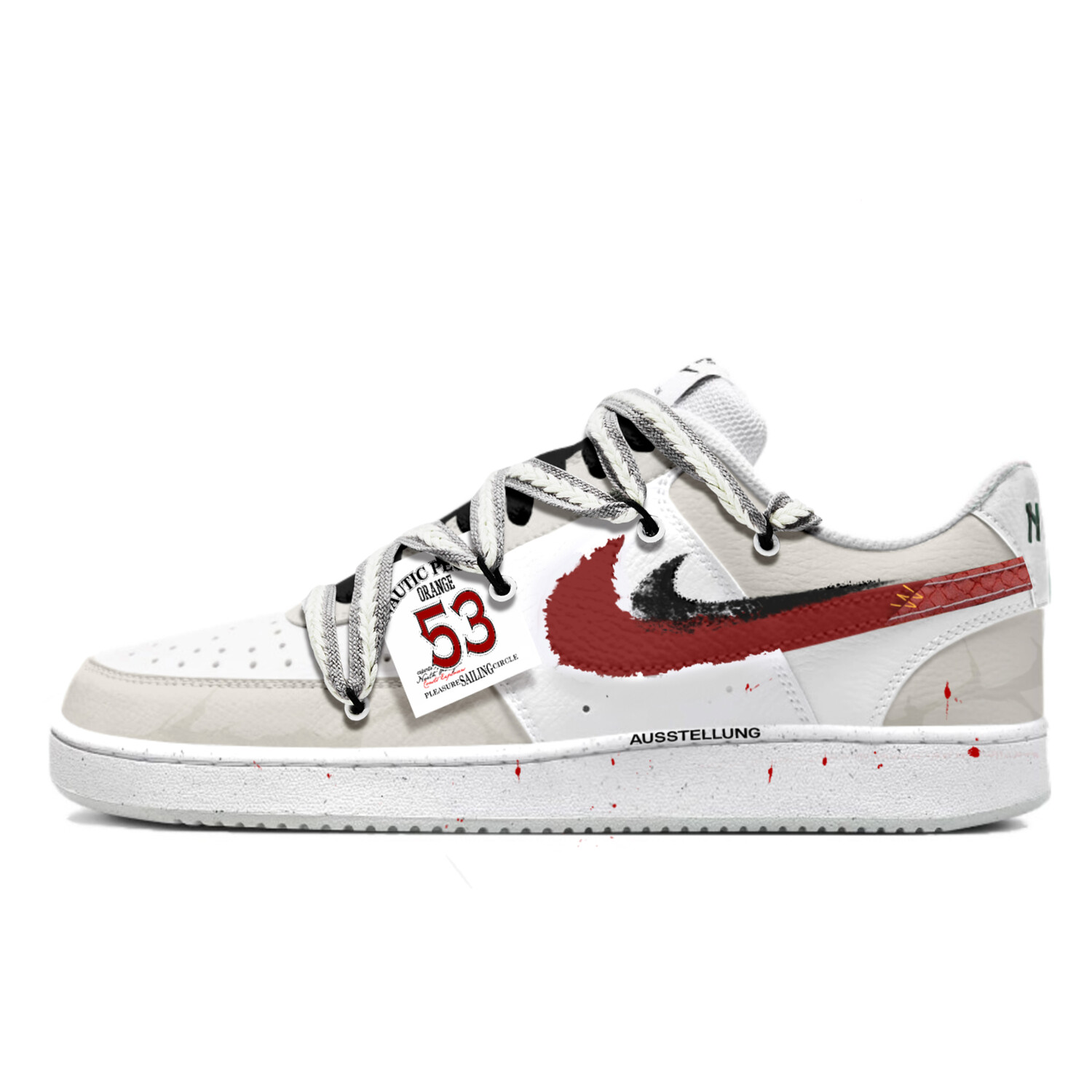 

Кроссовки Nike Court Vision 1 Skateboarding Shoes Men Low-top White/red, белый/красный