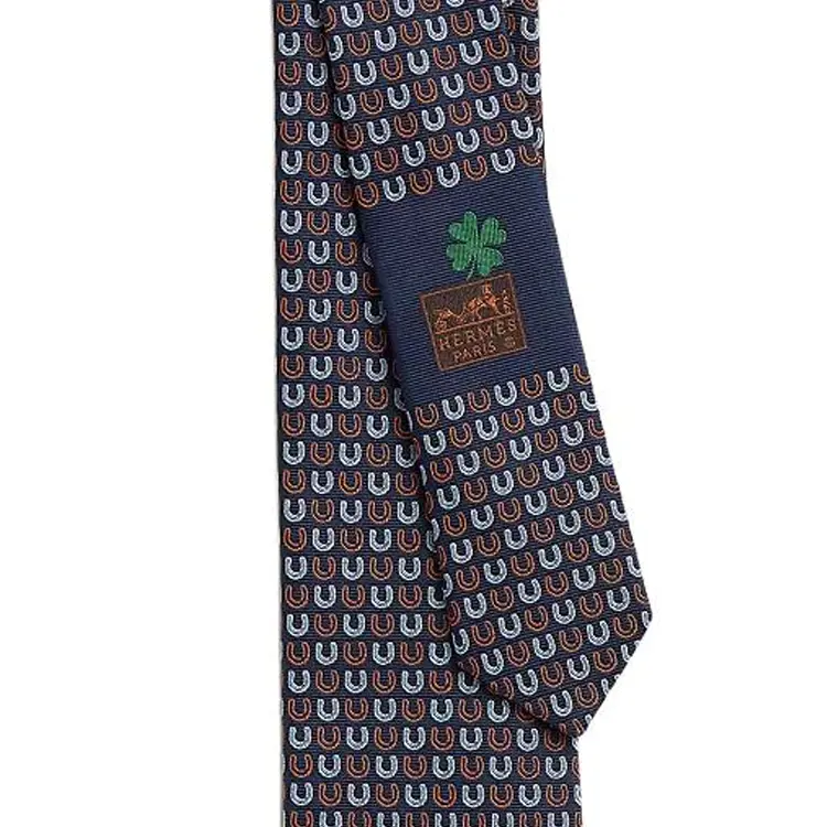 HERMES Мужской галл из тутового шелка морской синий с оранжевым, Marine Blue/Orange — фото 2