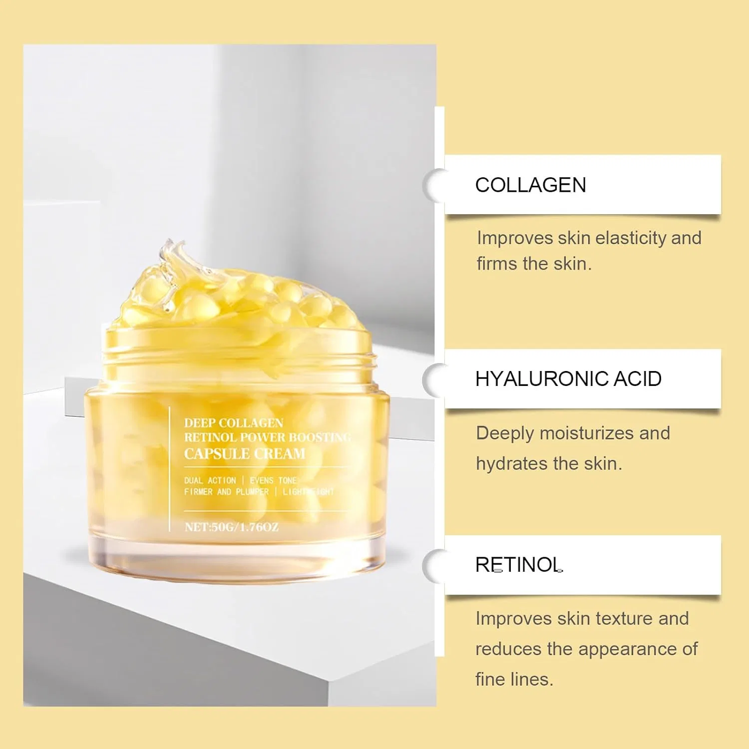 Крем для лица Skzkk — Дневной Deep Collagen Retinol Cream с гиалуроновой кислотой, 50 г — фото 4