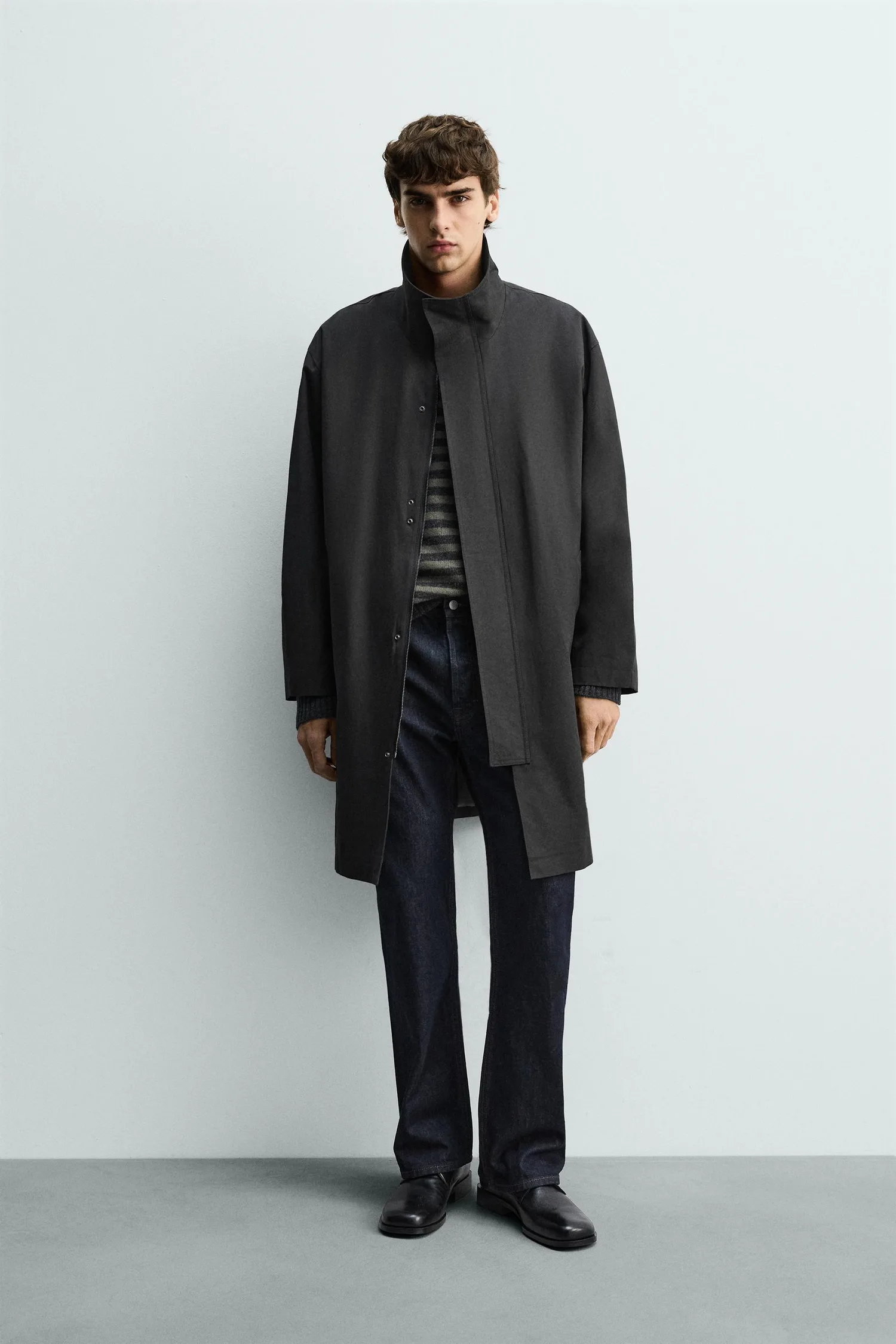 Парка свободного кроя Zara, черный
