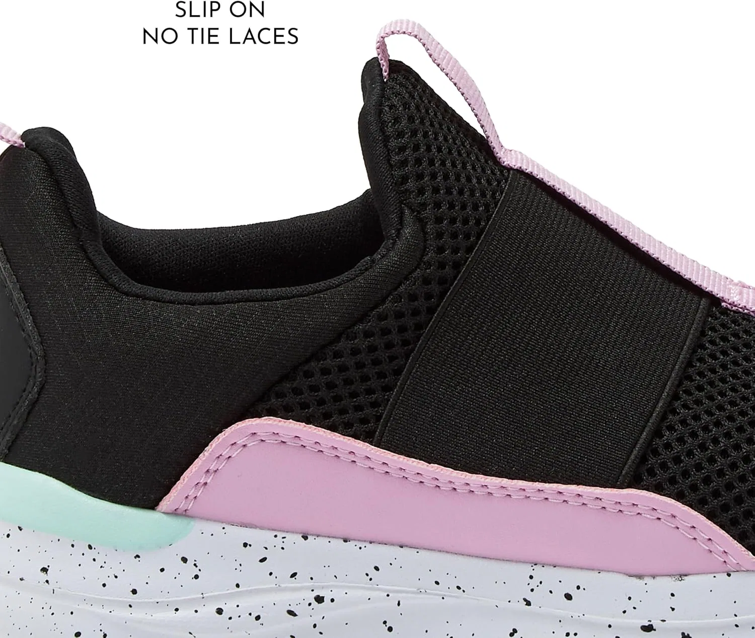 Детские кроссовки без шнурков с легким верхом Avia Avi-Play Slip On, Black/White/Pink — фото 3