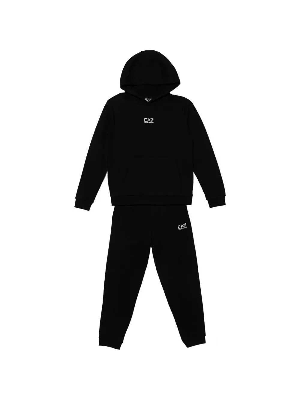 Спортивный костюм с капюшоном и логотипом Emporio Armani Kids, черный