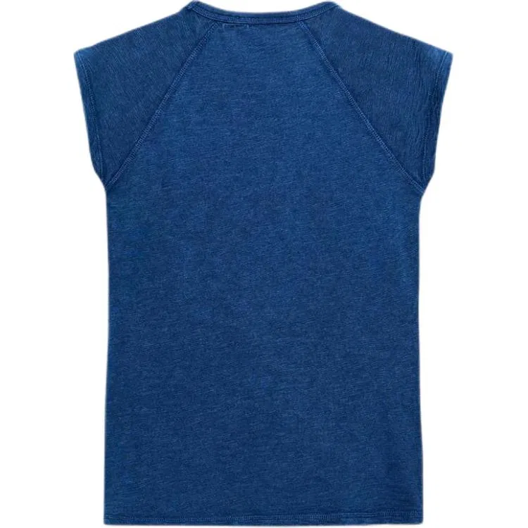 Женская футболка с круглым вырезом Blue ZARA, Синий — фото 3