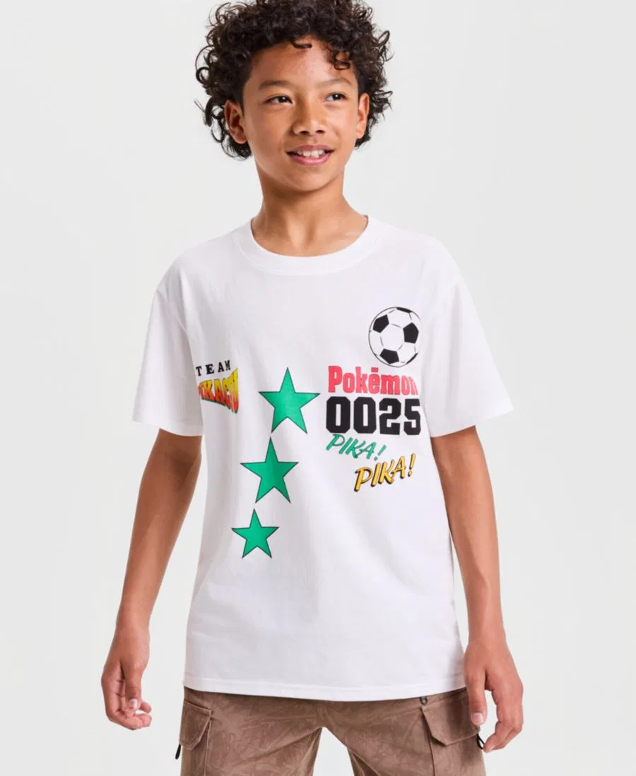 Детская футболка с принтом Team Pikachu Soccer Epic Threads, Angel White