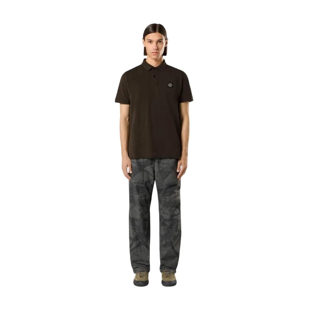 Мужское поло Stone Island Slim Fit Short-sleeve With Compass Patch, угольно-серый