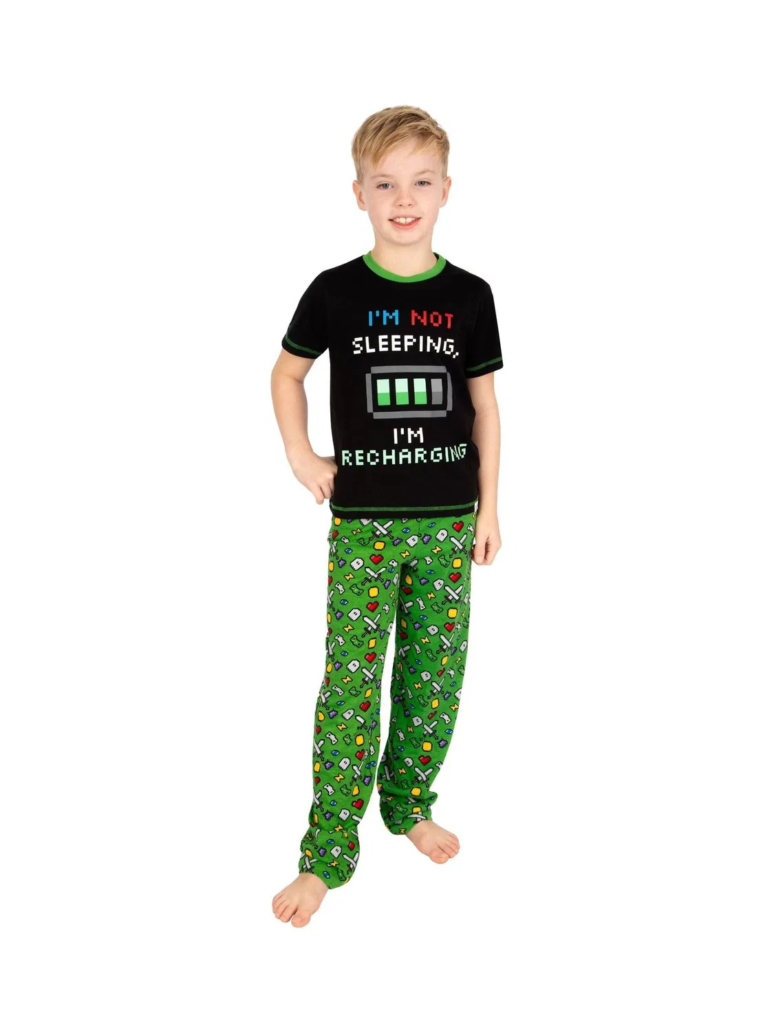 Пижама с игровым принтом, модель Gaming Harry Bear, зеленый — фото 3