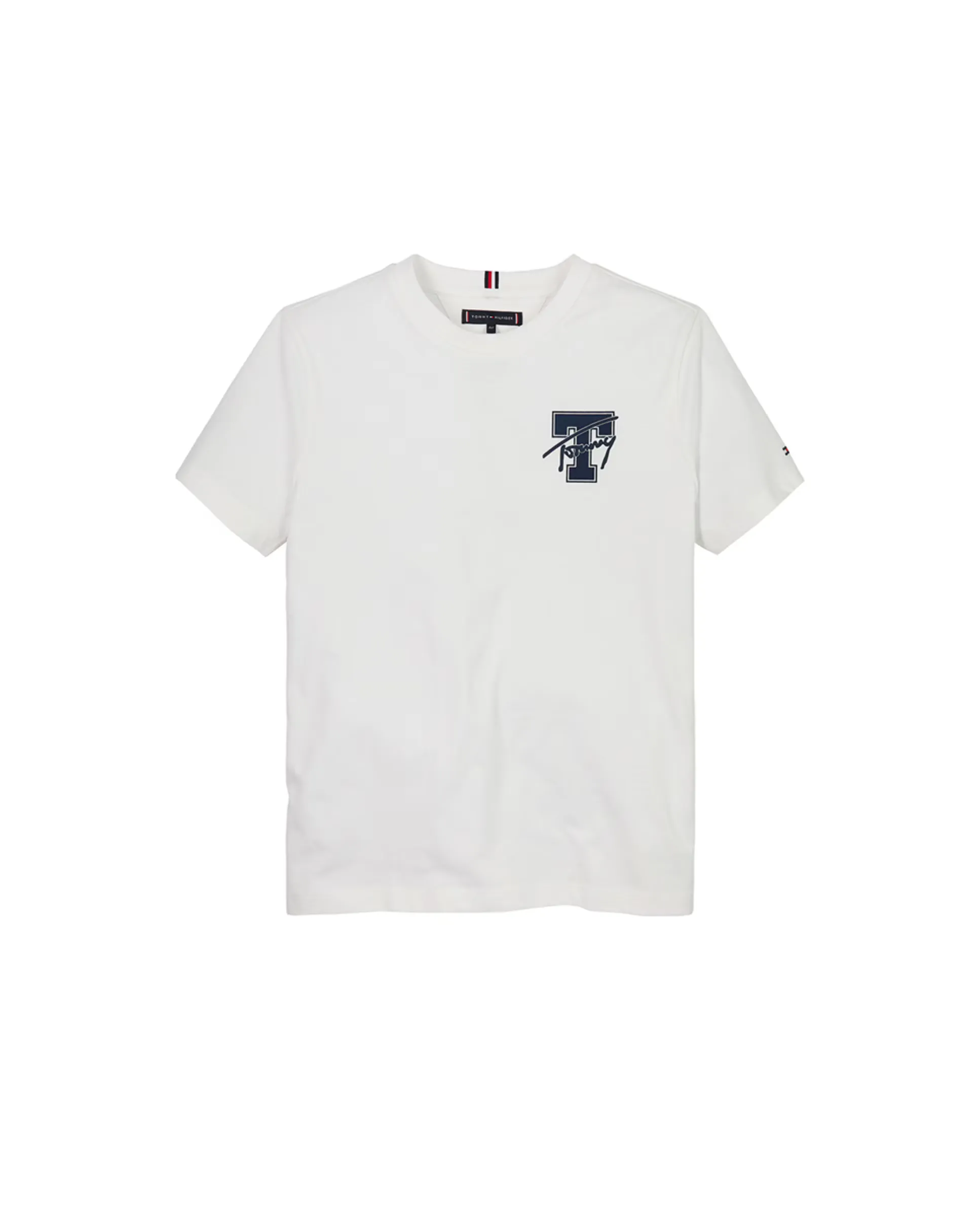

Детская однотонная футболка с коротким рукавом и логотипом на груди Tommy Hilfiger, белый