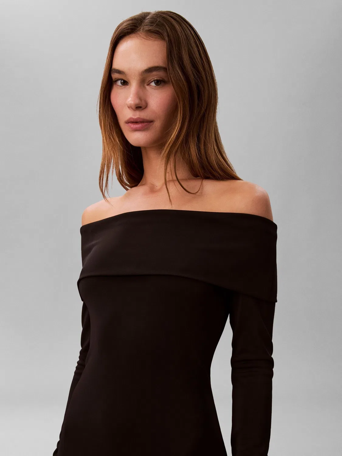 Платье миди с открытыми плечами Calvin Klein, черный — фото 3