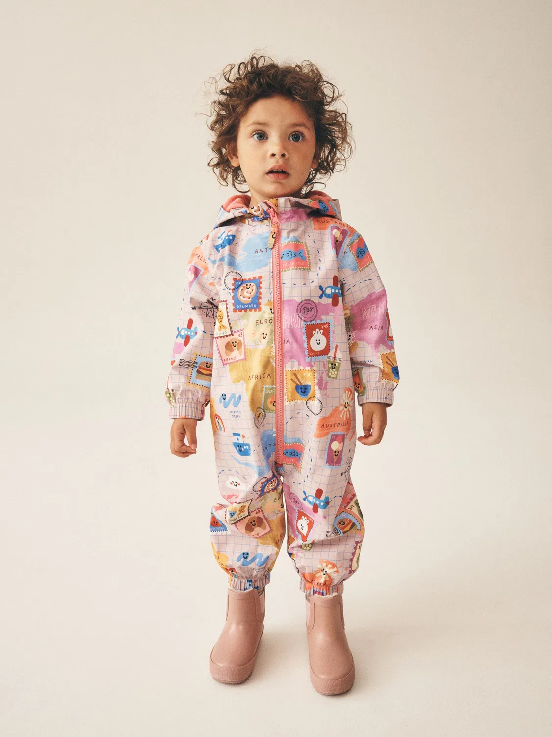 Комбинезон для луж Pink Map Print Next, розовый
