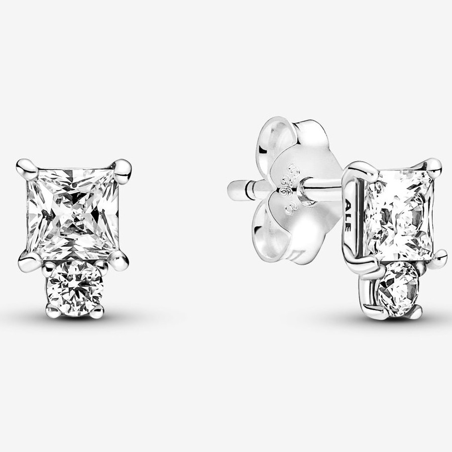 

Серьги Pandora Sparkling Round & Square , серебро