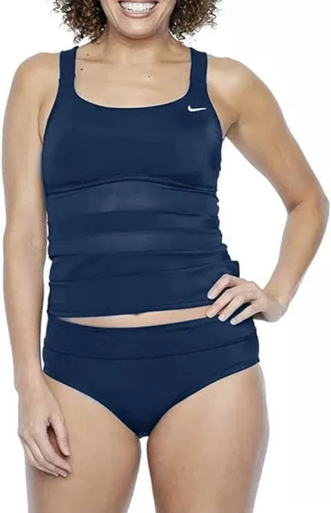 Женский танкини-сет с сетчатой спинкой Nike, Navy Mesh