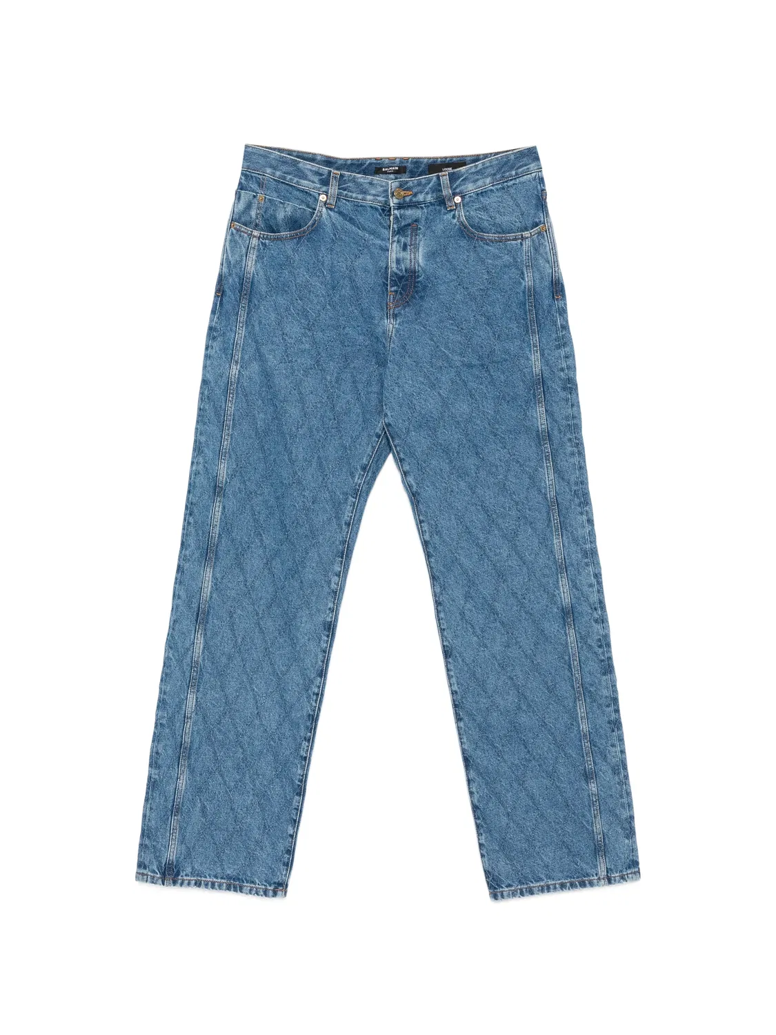 Джинсы прямого кроя стеганые Balmain, синий