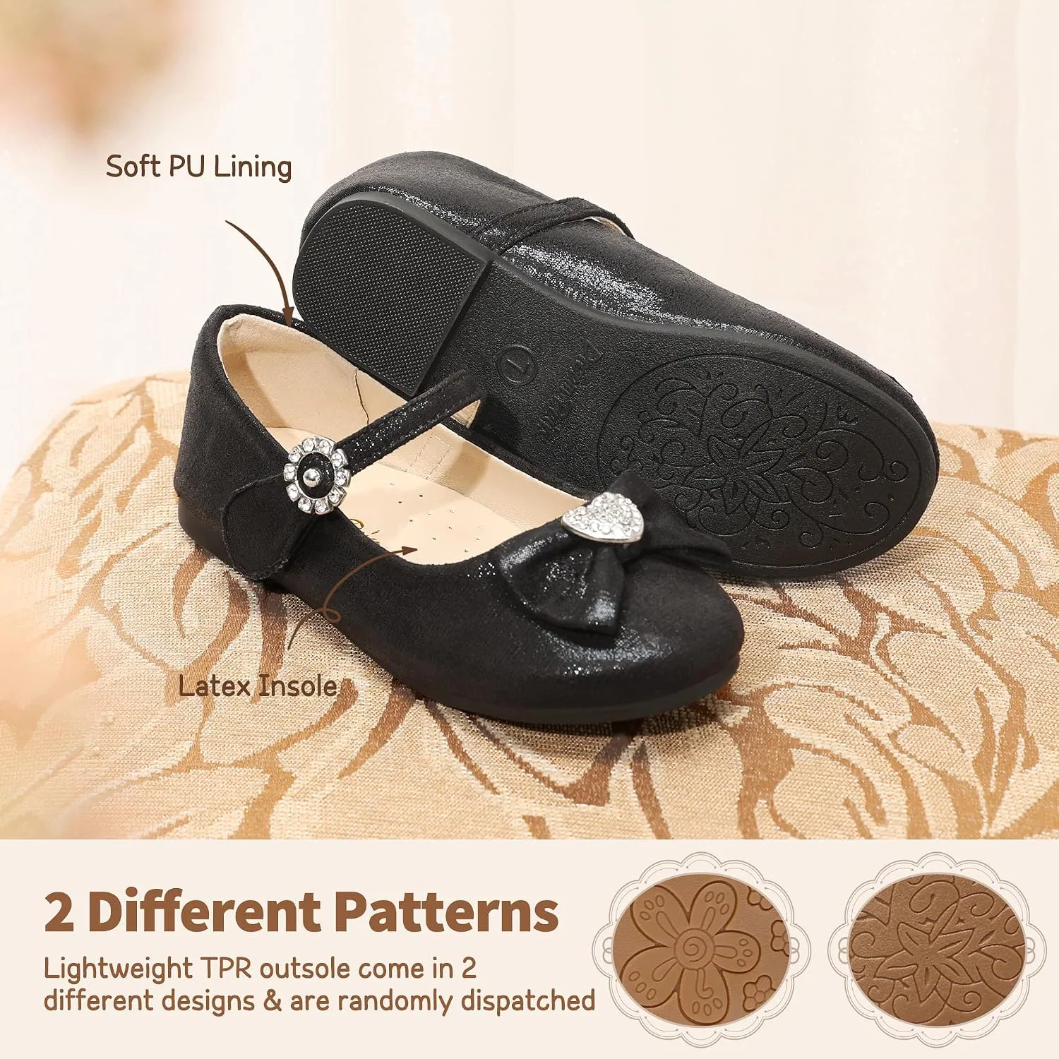 Детские балетки для девочек с бантом Mary Jane DREAM PAIRS, Black — фото 4