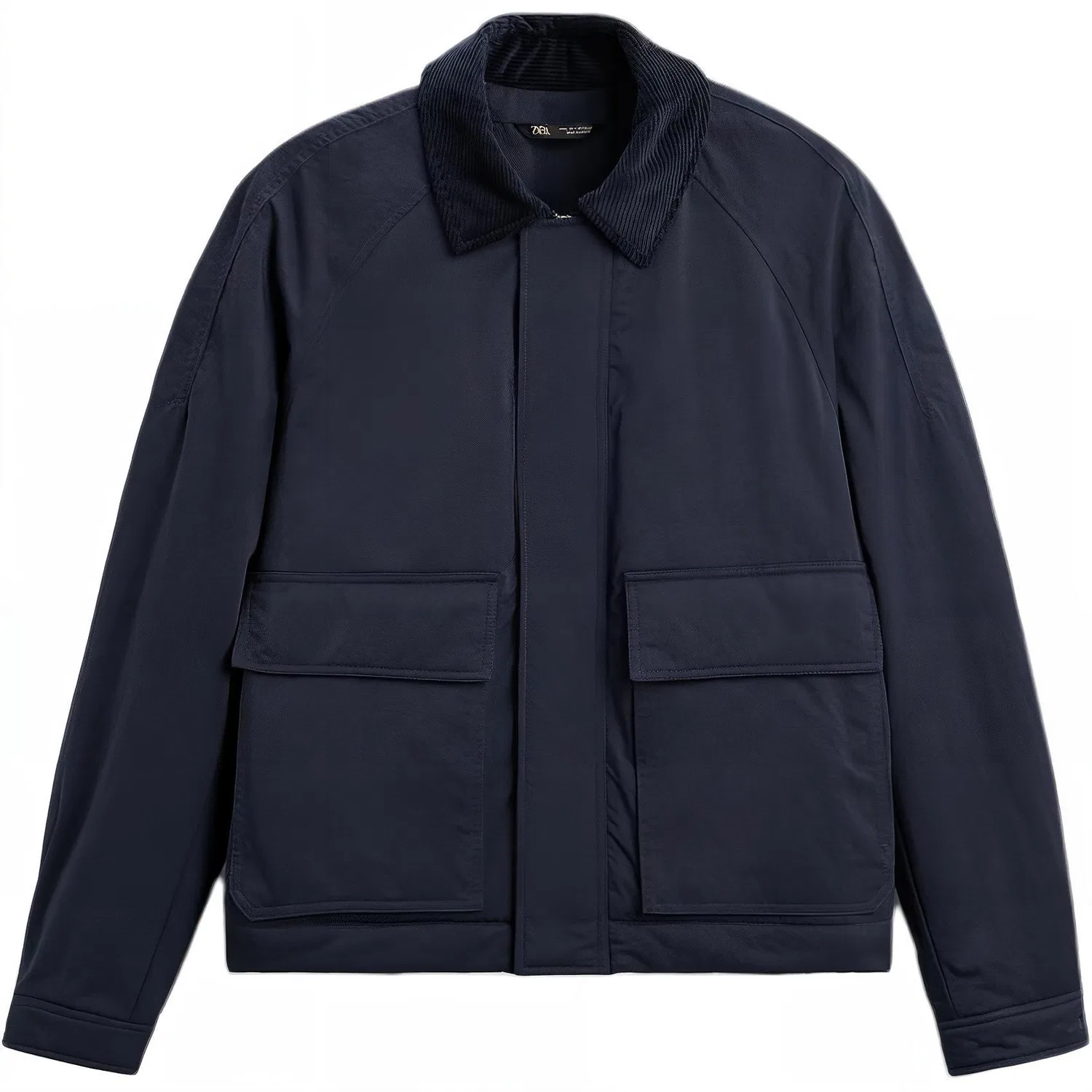 Мужской пуховик с лацканами, средней длины Puffer Jacket, ZARA, Sea Blue