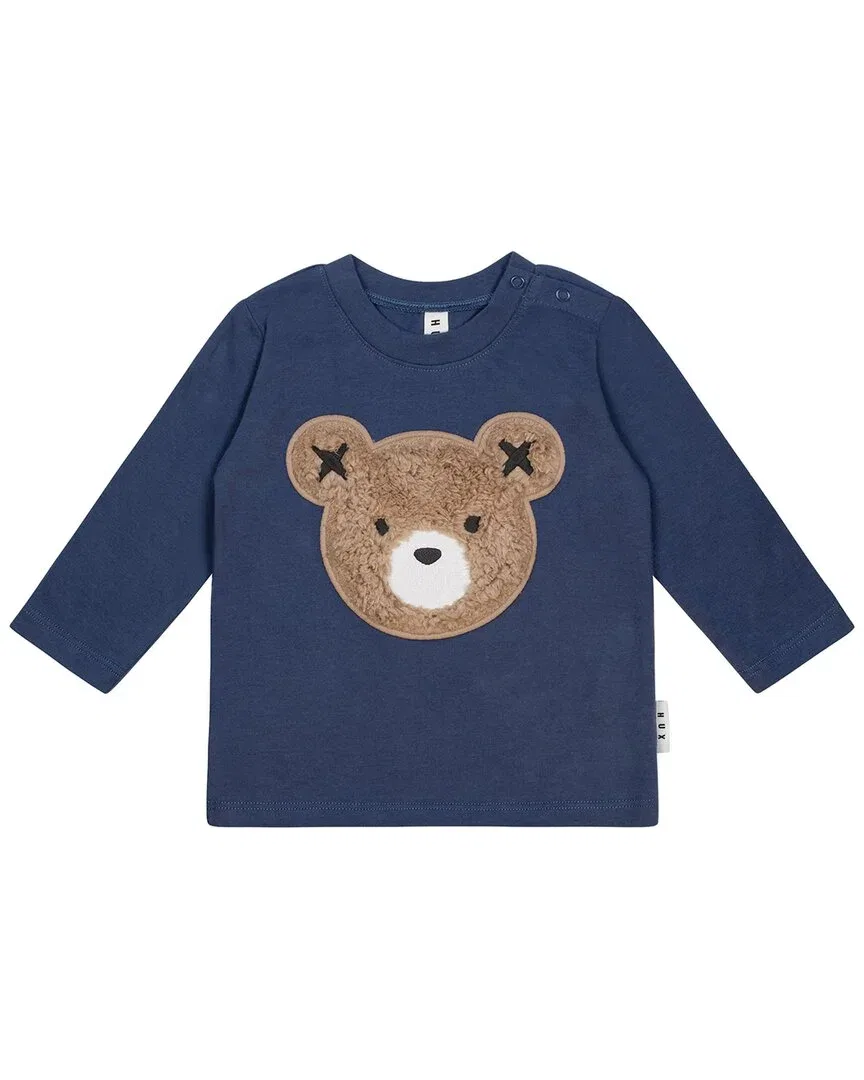 Детский лонгслив с вышивкой медвежонка Huxbear Huxbaby, темно-синий