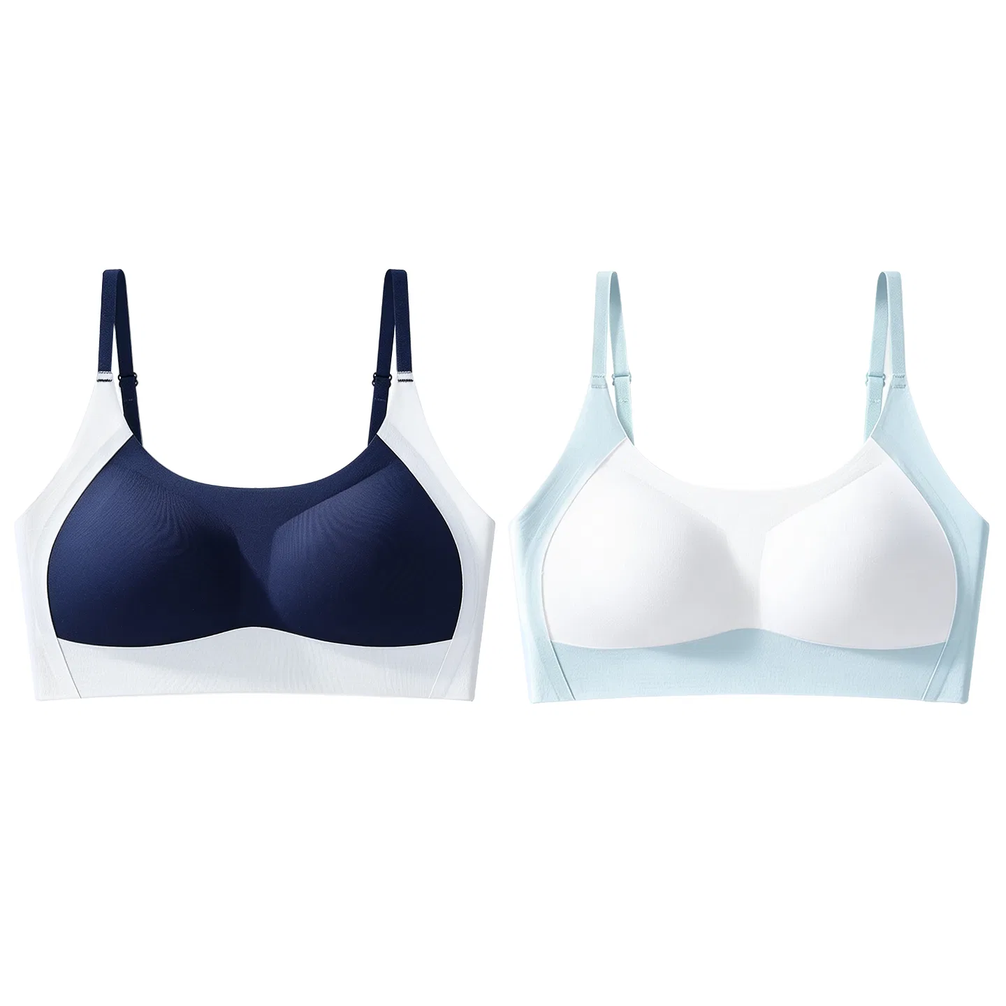 Детский спортивный бюстгальтер для девочек с чашками Red Bean, Light Blue + Navy