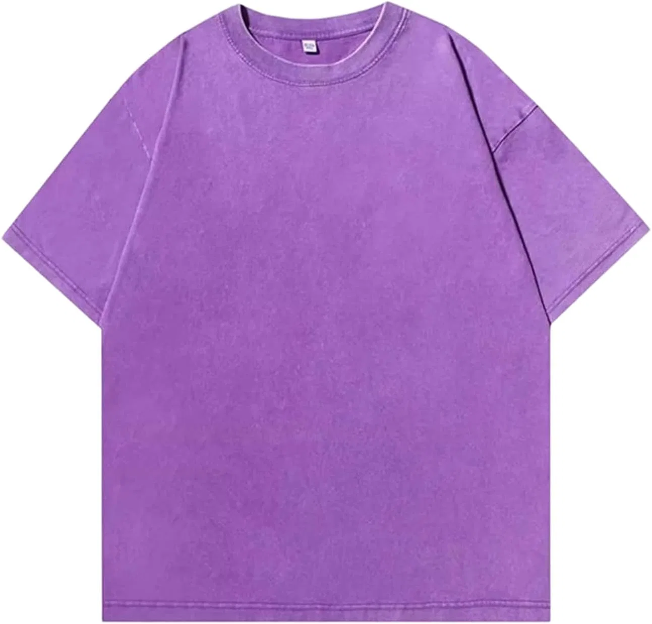 Мужская футболка с эффектом потертости хлопковая уличная повседневная, Purple