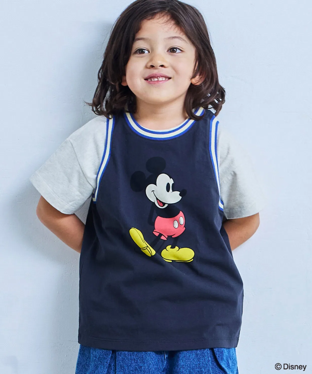 Детский топ-майка без рукавов с принтом Mickey Mouse Line Rib Disney, Black