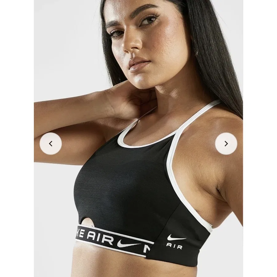 Спортивный бюстгальтер с высоким вырезом и сетчатой вставкой Air Indy High-Neck Mesh Bra, Nike, Черный — фото 3