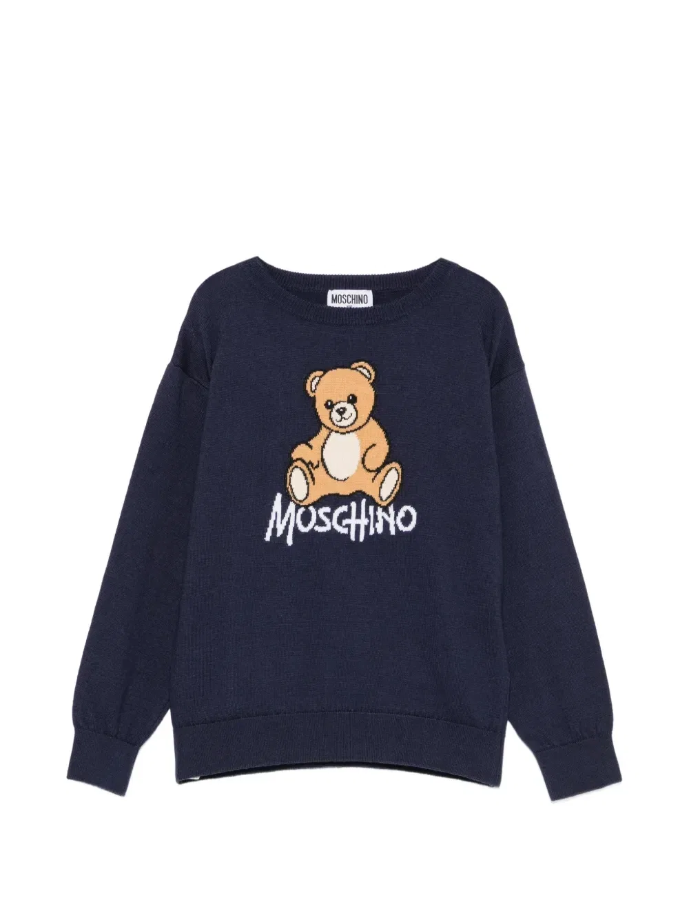Свитер с логотипом-интарсией Moschino Kids, синий