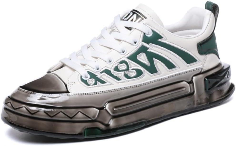 

Мужские кроссовки в стиле киберпанк, Футуристические повседневные туфли, Черно-зеленый-серый дизайн, Уникальная геометрическая подошва, Современные кроссовки Zixcplaz