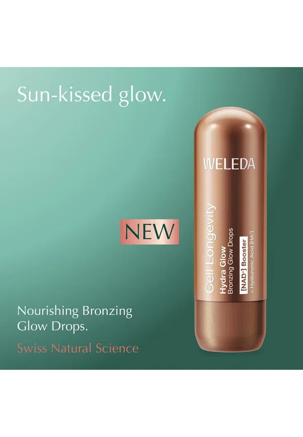 Сыворотка с гиалуроновой кислотой Cell longevity hydra glow bronz. glow drops Weleda 15 мл — фото 4