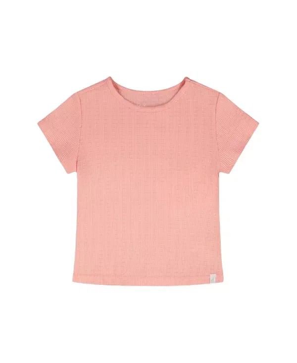 Детская футболка для девочек из жатого джерси Relaxed Straight Fit Deux Par Deux, Peach Pink