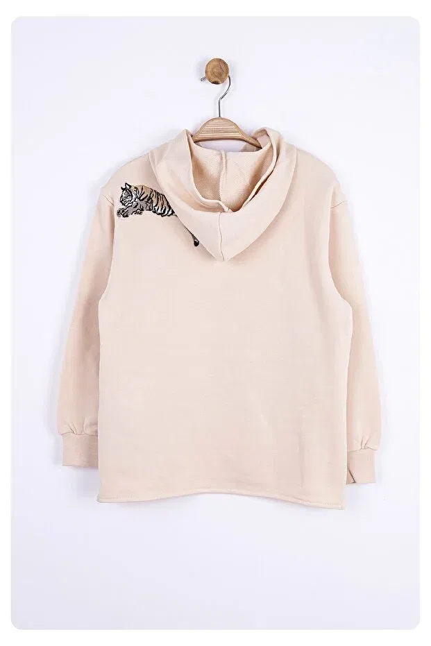 Детское худи для мальчиков с вышивкой Limi boy tiger embroidery sweat Nk Kids, Cream — фото 2