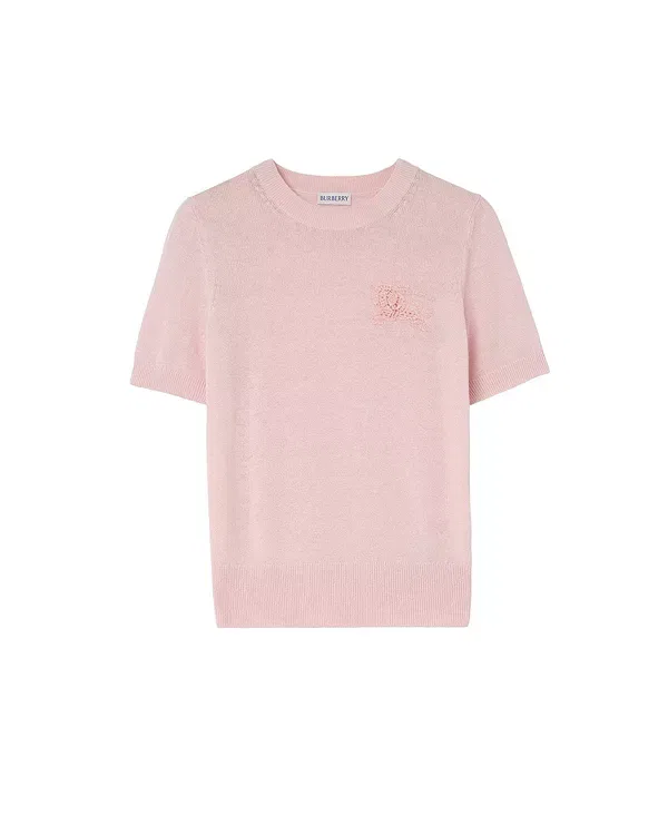 Женский свитер из шерстяного хлопка Ekd Wool Cotton Top Burberry, Mallow Pink — фото 3