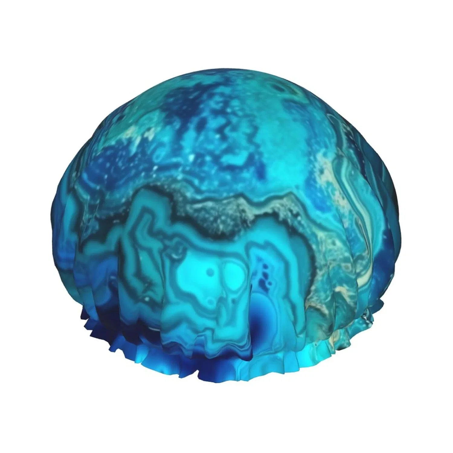 Водонепроницаемая шапочка для душа Bright Aqua Blue Turquoise, WSOIHFEC, двойной слой, PEVA