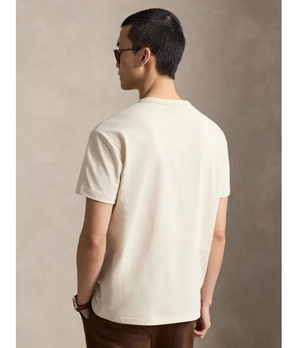 Мужская футболка хлопковая T-Shirt Polo Ralph Lauren, бежевый — фото 3