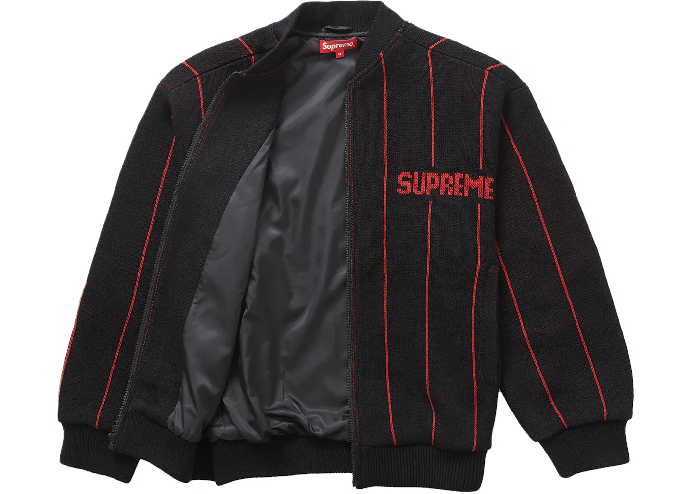 Мужской свитер с молнией Pinstripe Varsity Supreme, Black — фото 2