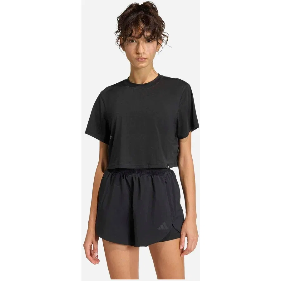 Женская спортивная футболка с принтом Climacool Primelift Graphic Crop, adidas, Черный