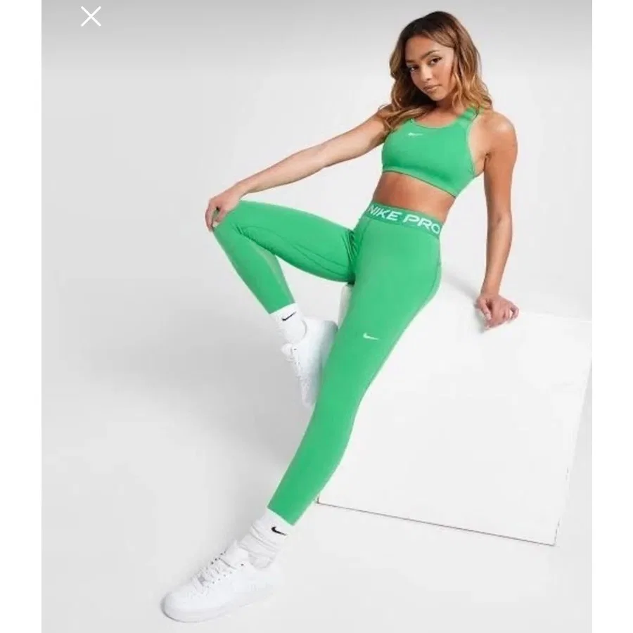 Спортивные леггинсы с высокой посадкой и сетчатыми вставками, Pro Normal Belli, Nike, Зеленый