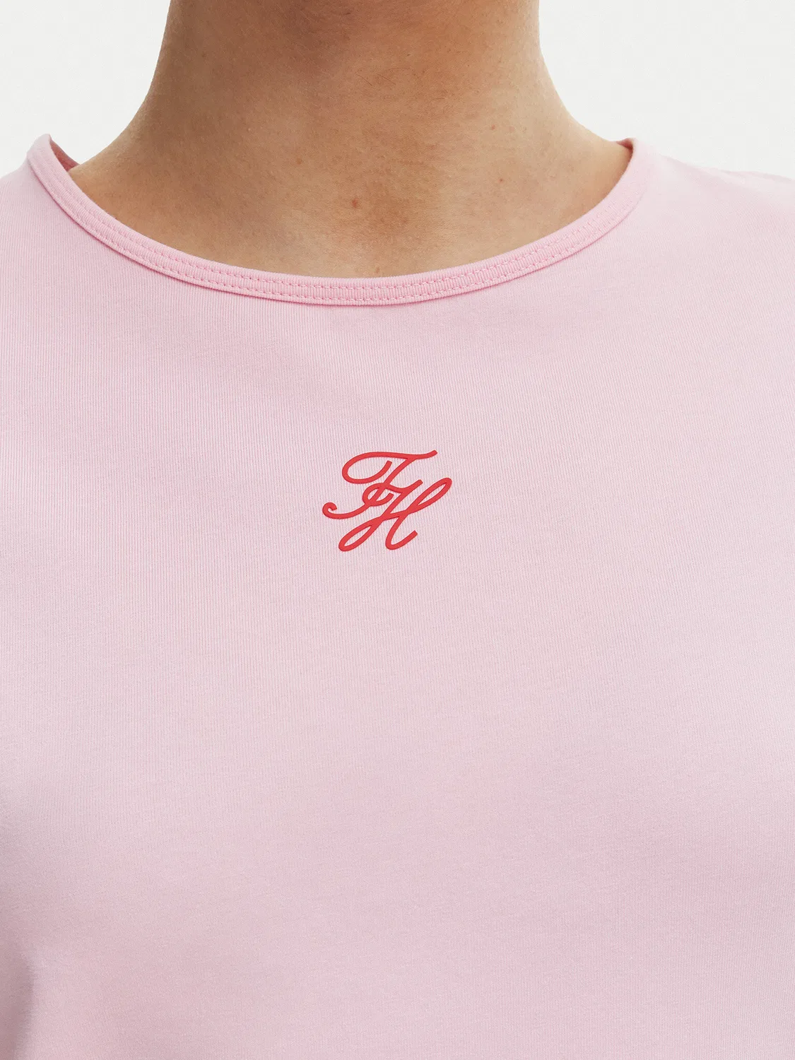 Женская футболка приталенного кроя Tommy Hilfiger, розовый — фото 4