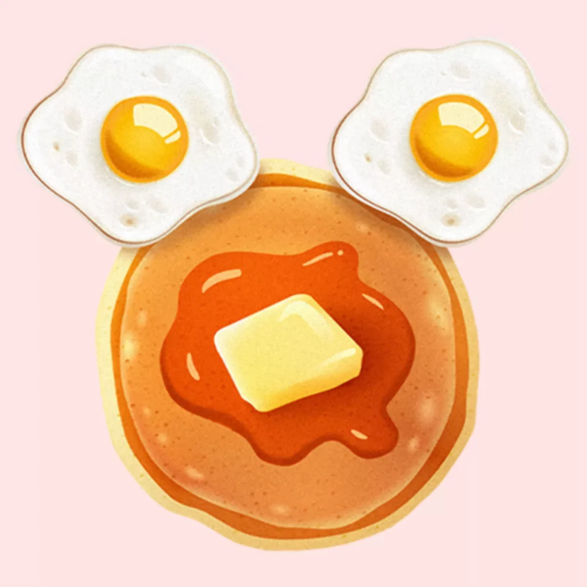 Детская футболка с принтом Pancake Breakfast Silhouette Mickey Mouse & Friends, Light Pink — фото 2