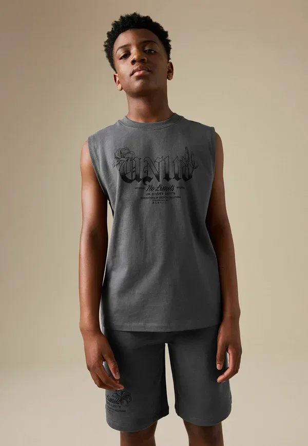 Комплект из топа и шорт с принтом Regular fit Next, charcoal grey, серый — фото 2