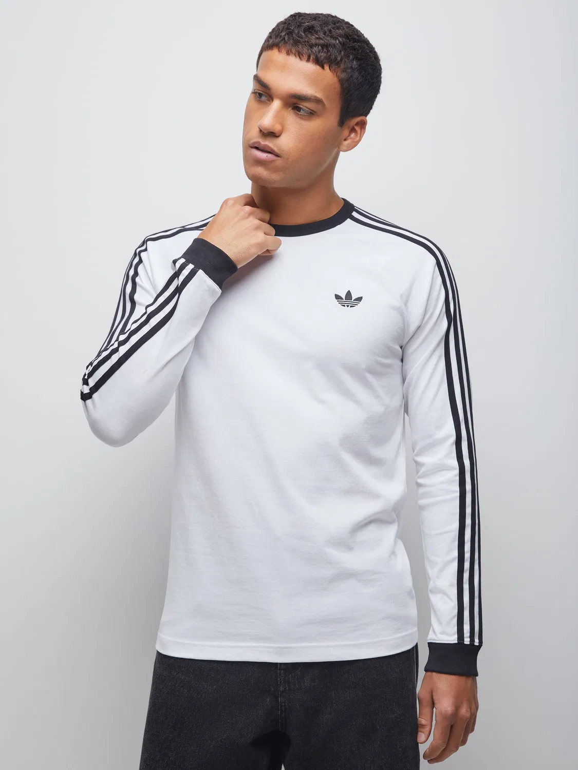 Футболка с длинным рукавом, с полосками, adidas Originals, белый