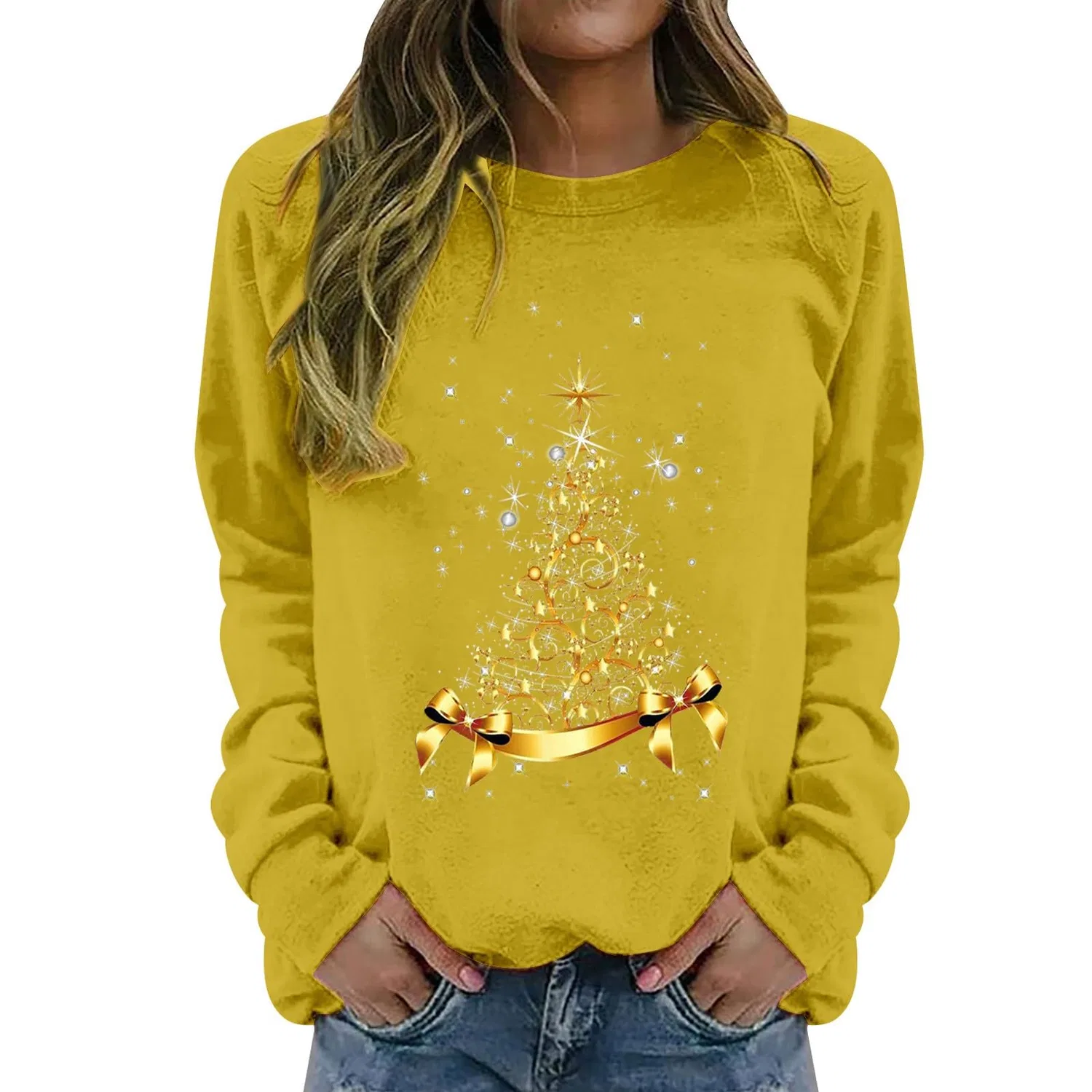 Женская куртка с принтом Christmas Tree с длинным рукавом, Giallo